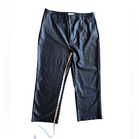 GOOD AMERICAN FAUX LEATHER WIDE LEG CROPPED TROUSER Size 15 NWOT - Picture 8 of 11